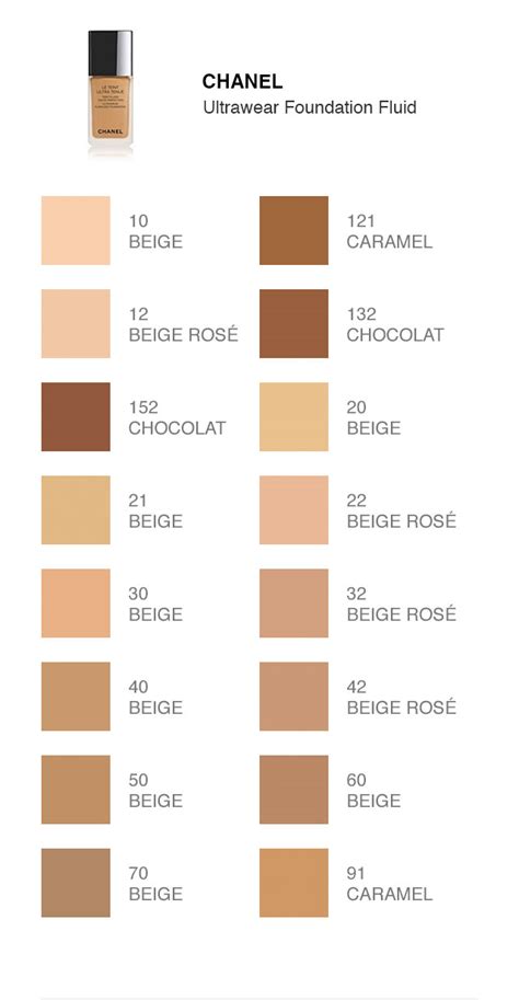 chanel touche de teint shades|Chanel vitalumiere foundation color chart.